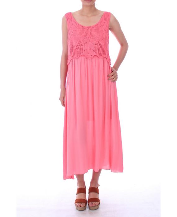 LONG DRESS OVERLAY 0020 CORAL