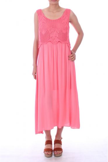 LONG DRESS OVERLAY 0020 CORAL