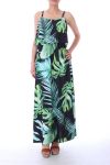 LANGES KLEID DRUCKT TROPICAL 0003 SCHWARZ