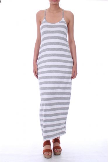 ROBE LONGUE RAYEE 0006 GRIS