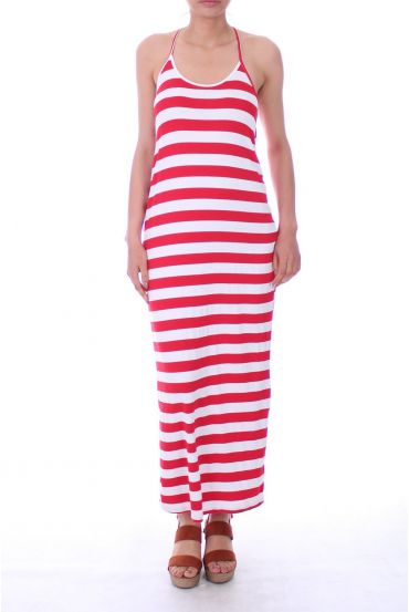 ROBE LONGUE RAYEE 0006 ROUGE