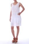 ROBE TUNIQUE MIX MATIERES 0018 BLANC