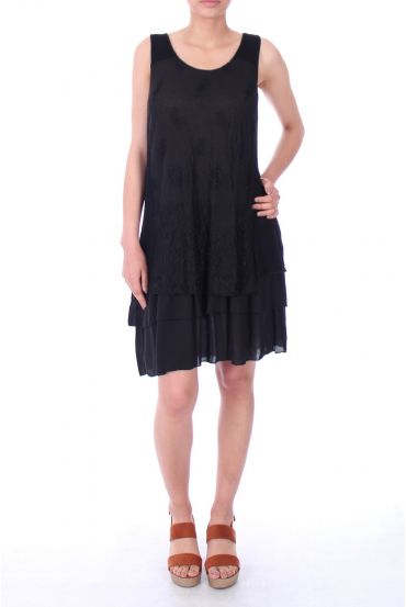 ROBE TUNIQUE MIX MATIERES 0018 NOIR