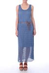 ROBE LONGUE AJOUREE 0019 BLEU