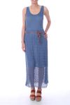 ROBE LONGUE AJOUREE 0019 BLEU