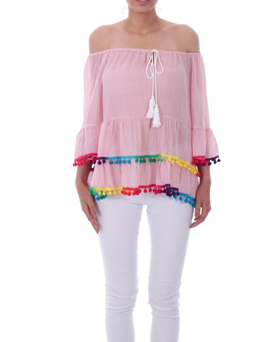 TUNIEK HEEFT POM-POMS 0022 ROZE