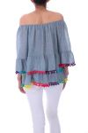 TUNIEK HEEFT POM-POMS 0022 BLAUW