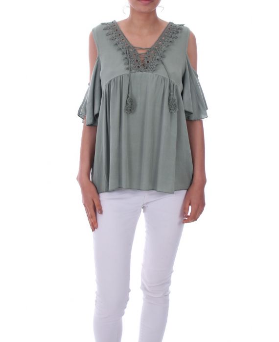 DE TOP HALS HEEFT LACE-UP 0043 MILITAIRE GROEN