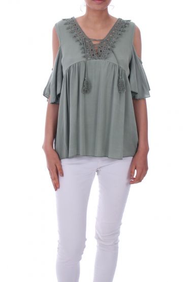 TOP ENCOLURE A LACETS 0043 VERT MILITAIRE