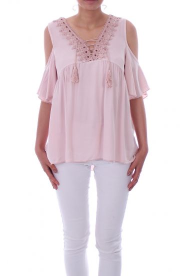 TOP AUSSCHNITT A SPITZEN-UP 0043 ROSA