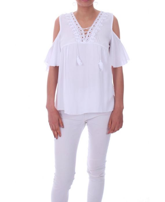 TOP ENCOLURE A LACETS 0043 BLANC