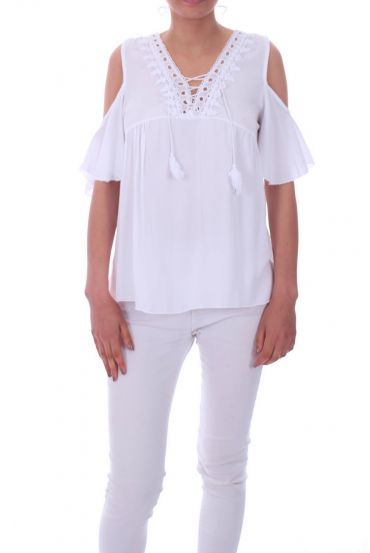 TOP ENCOLURE A LACETS 0043 BLANC