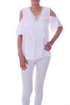 TOP ENCOLURE A LACETS 0043 BLANC