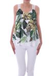 TOP STAMPE TROPICALI 0045 BIANCO