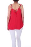 TOP BRETELLES A FLEURS 0046 ROUGE