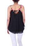 TOP BRETELLES A FLEURS 0046 NOIR