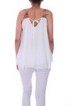 TOP BRETELLES A FLEURS 0046 BLANC