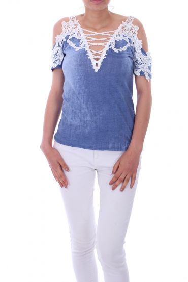 TOP EMPIECEMENT KANT 0049 BLAUW