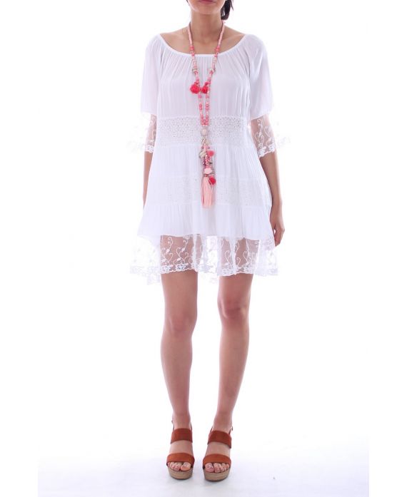 TUNIC DRESS LACE 0053 BLANC - BOHEME