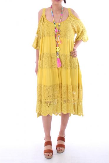 DRESS EMPIECEMENT LACE 0036 MUSTARD - BOHEME