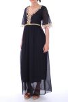 LONG DRESS HAS POM-POMS 0052 NOIR - BOHEME