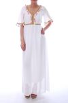 LONG DRESS HAS POM-POMS 0052 BLANC - BOHEME