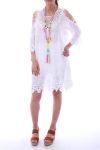 KLEID EMPIECEMENT-SPITZE-PERLEN-0035 BLANC - BOHEME