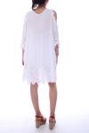 KLEID EMPIECEMENT-SPITZE-PERLEN-0035 BLANC - BOHEME