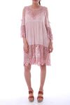 DRESS EMPIECEMENT LACE PEARLS 0035 PINK - BOHEME