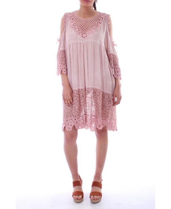 DRESS EMPIECEMENT LACE PEARLS 0035 PINK - BOHEME