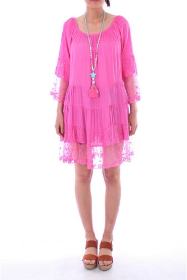 TUNIC DRESS LACE 0051 FUSHIA - BOHEME