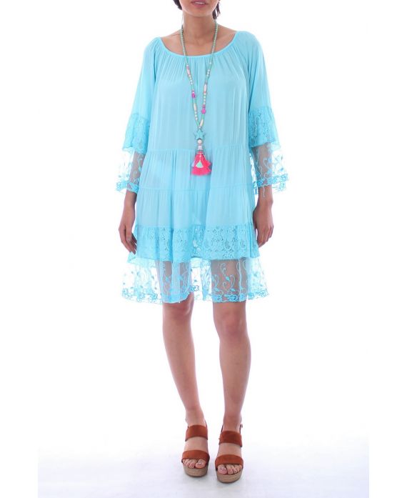 ROBE TUNIQUE DENTELLE 0051 BLEU - BOHEME