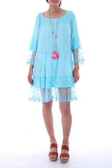 KLEID TUNIKA SPITZE 0051 BLAU - BOHEME