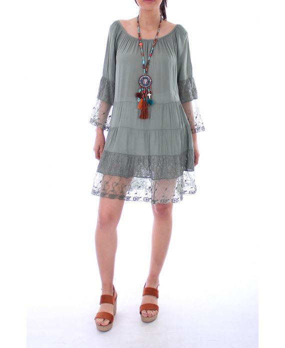 TUNIC DRESS LACE 0051 MILITARY GREEN - BOHEME