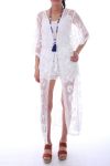 GILET LONG DENTELLE 0029 BLANC - BOHEME