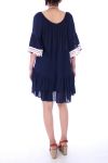 DRESS HAS POM-POMS 0055 NAVY BLUE - BOHEME