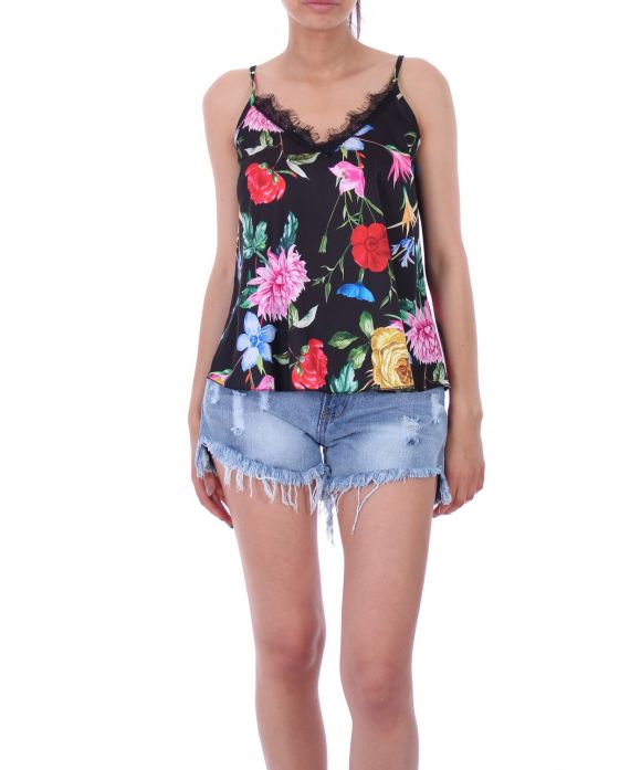 CAMISOLA FLORAL 0103 NEGRO