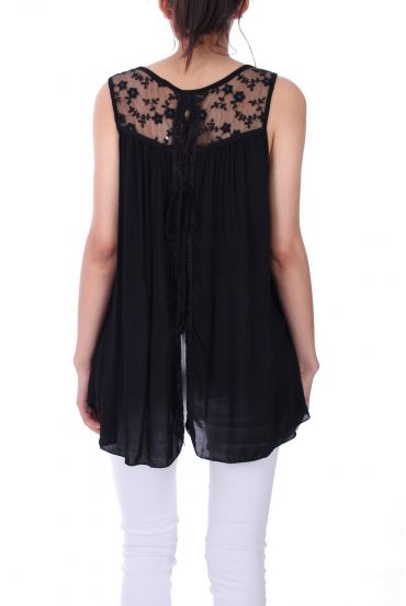 TOP DE ENCAJE CON ESPALDA 0062 NEGRO