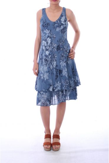 KLEID BEDRUCKTE 0072 BLAU