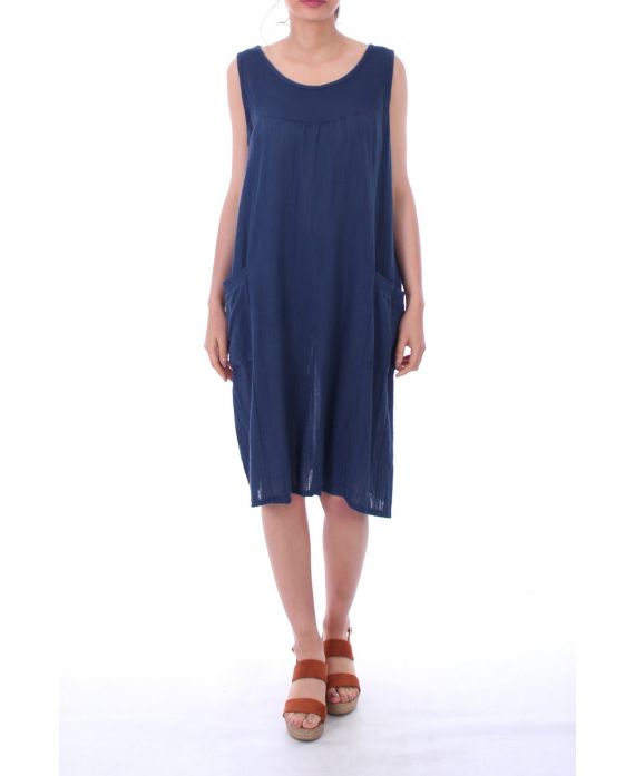 LINEN DRESS 0073 BLUE