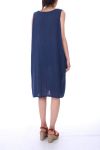 LINEN DRESS 0073 BLUE