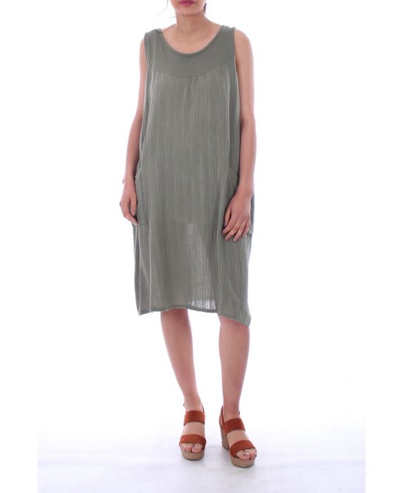 LINEN DRESS 0073 ARMY GREEN