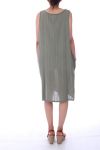 LINEN DRESS 0073 ARMY GREEN