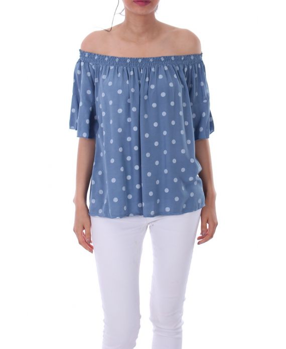 TOP PISELLO SPALLE 0100 BLU