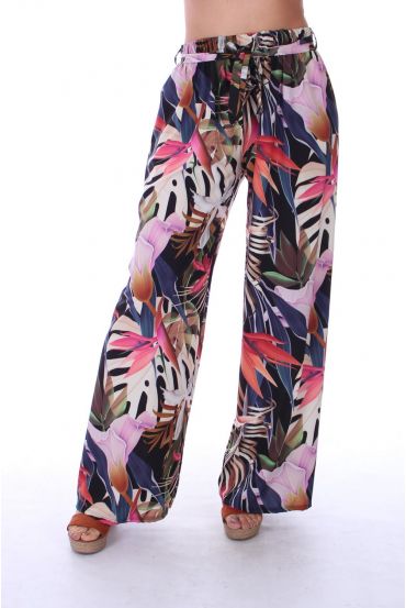 HOSEN DRUCKT TROPICAL 0122 SCHWARZ