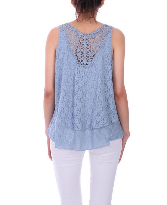 LACE TOP 0110 BLAUW