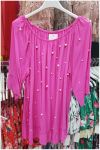 TUNIC BEADED NECKLINE ELASTIQUEE 9134 FUSHIA