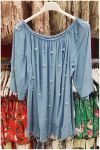 TUNIC BEADED NECKLINE ELASTIQUEE 9134 BLUE