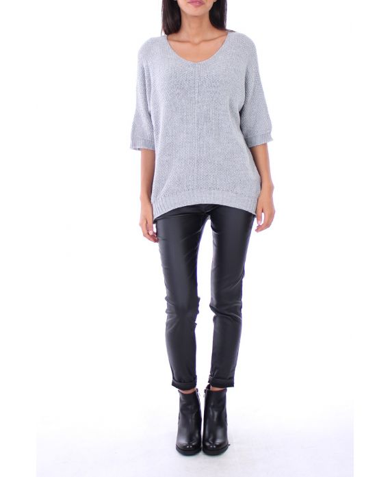 PULL COL V 0154 GRIS