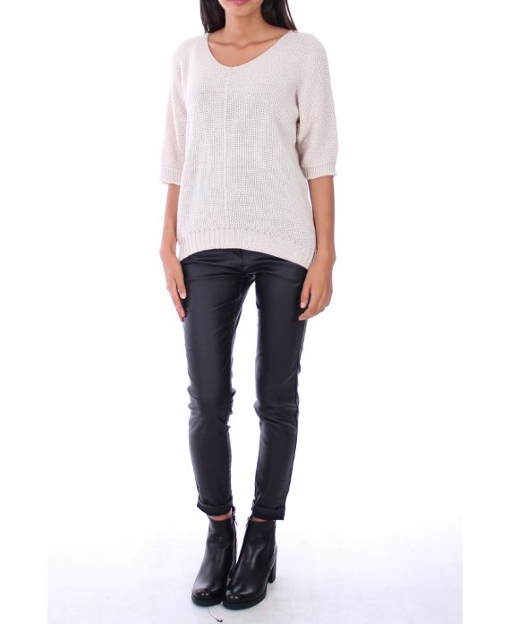 V NECK SWEATER 0154-BEIGE